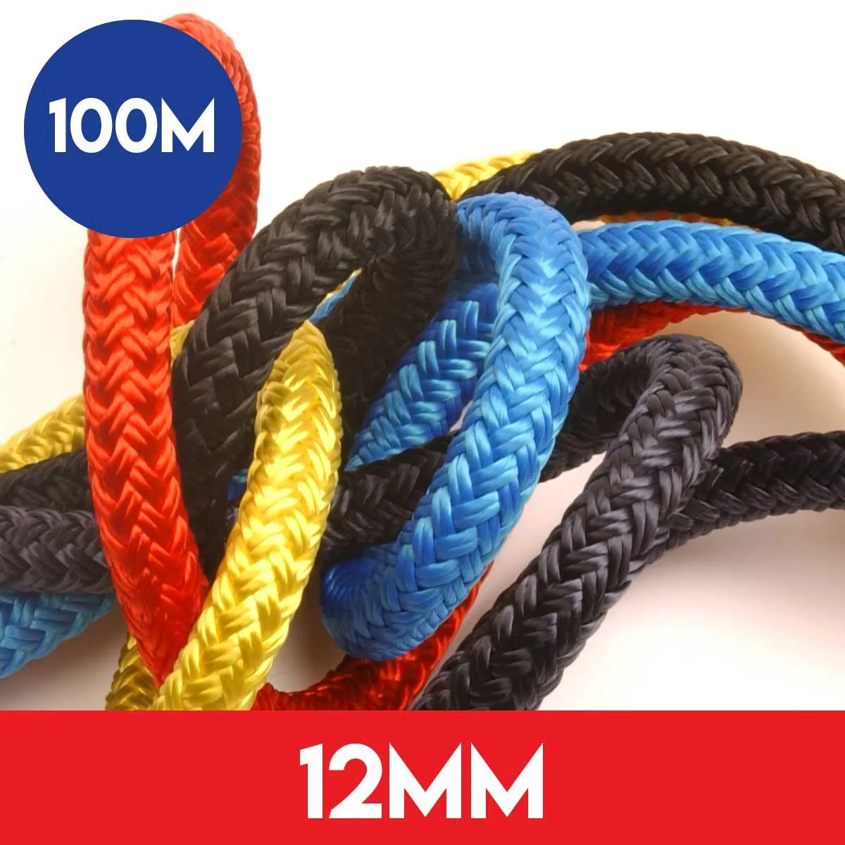 100m Reel of 12mm Polyester Braid on Braid Rope