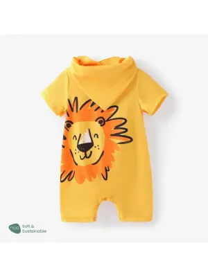 2-Piece Naia Lion Print Romper and Bib Set
