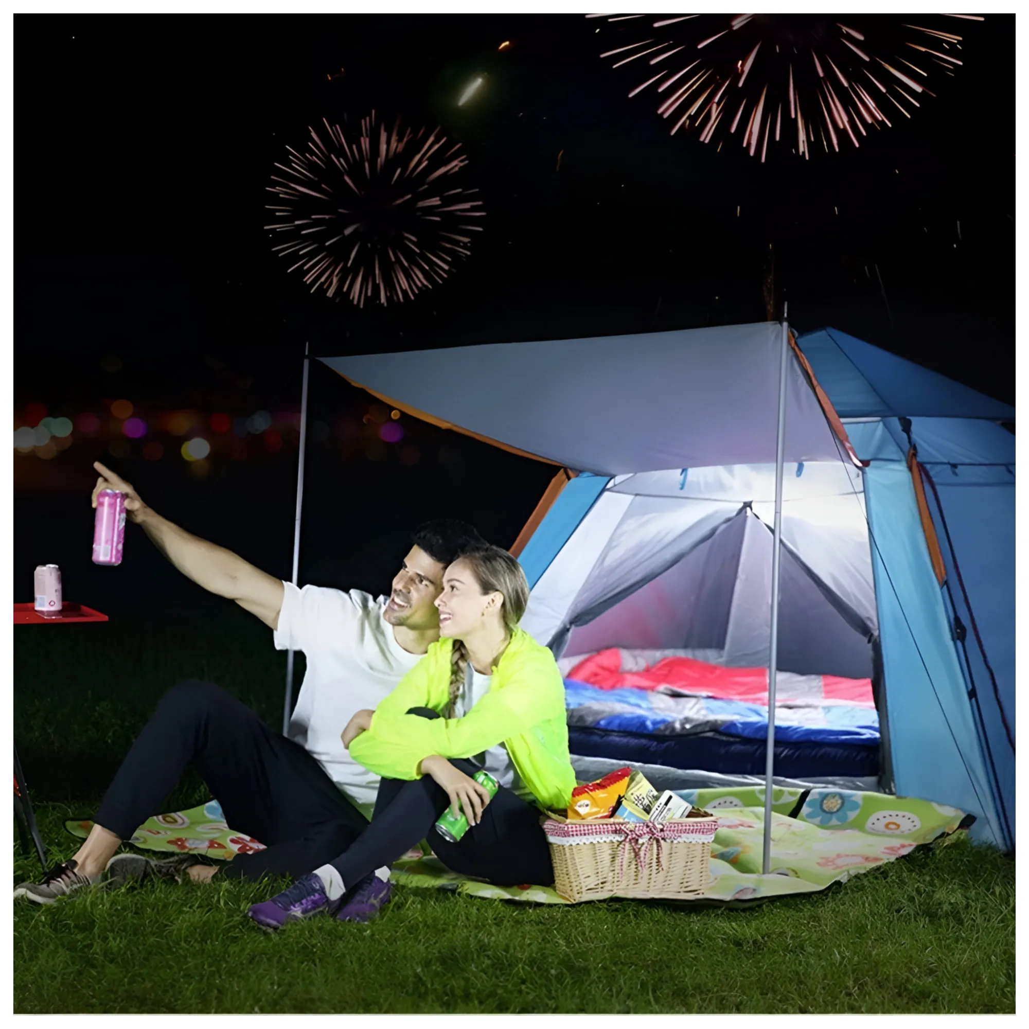 2.15m x 2.15m x 1.42m 4 Corner Outdoor Automatic Pop-up Camping Tent 1831241