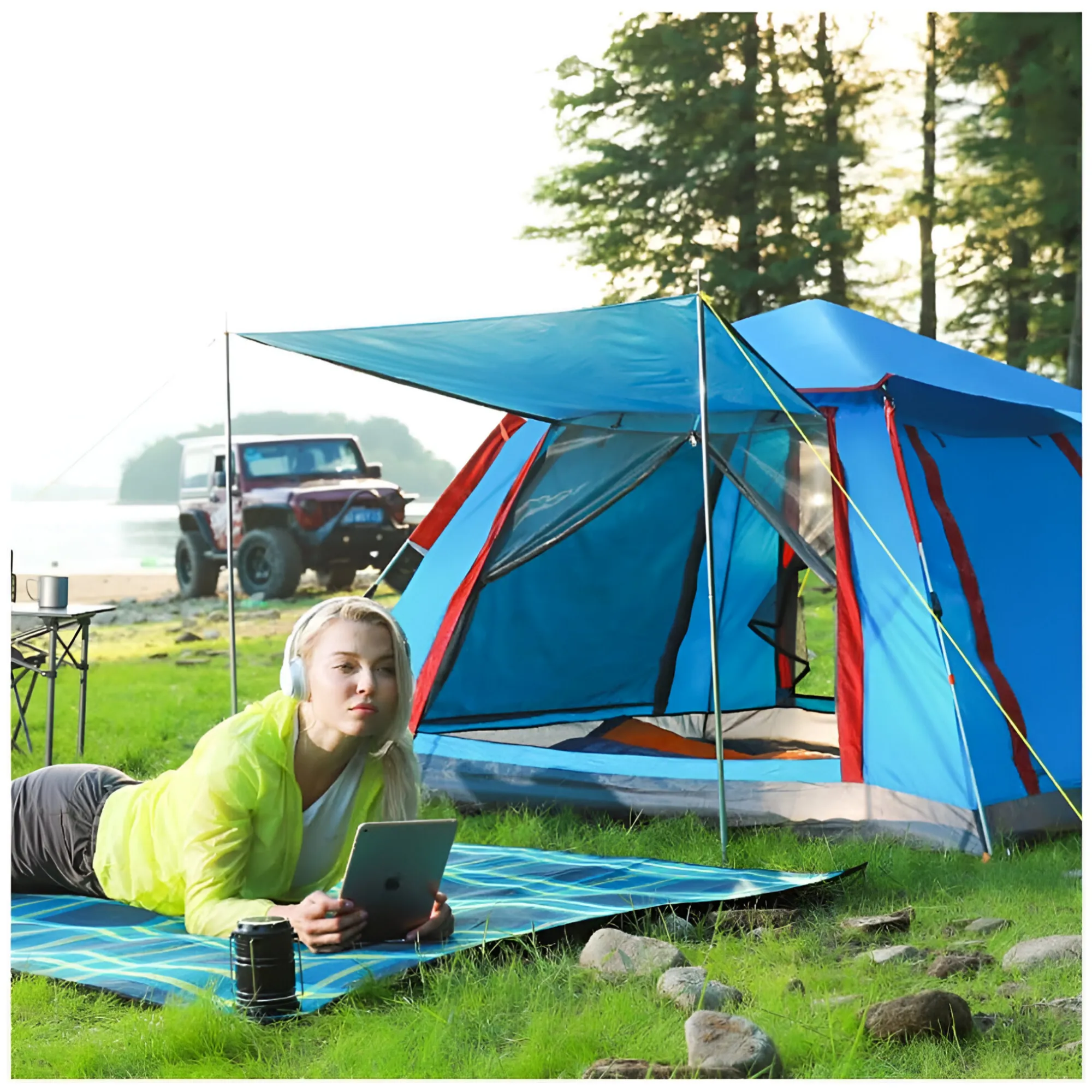 2.15m x 2.15m x 1.42m 4 Corner Outdoor Automatic Pop-up Camping Tent 1831241