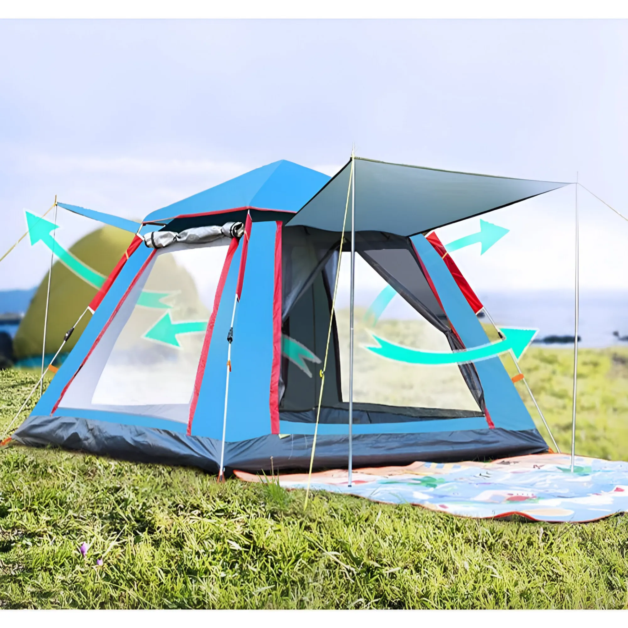 2.15m x 2.15m x 1.42m 4 Corner Outdoor Automatic Pop-up Camping Tent 1831241