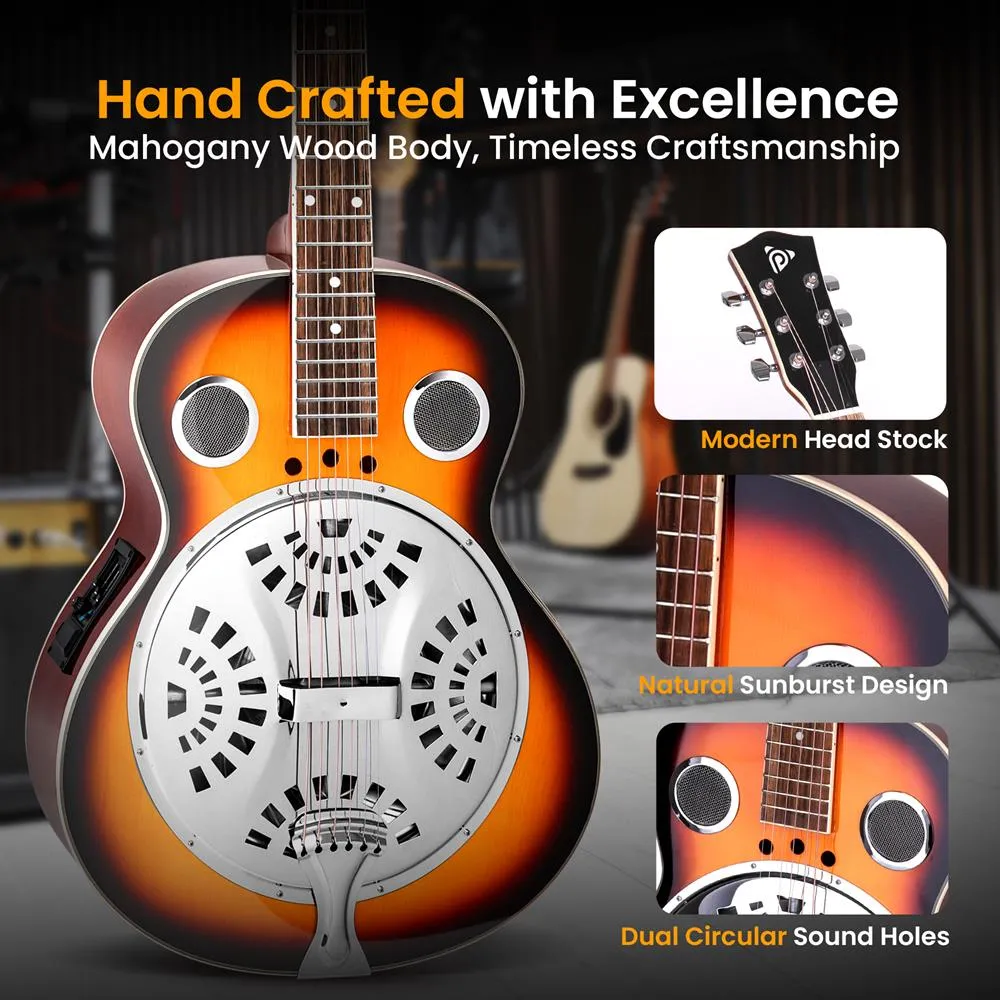 6-String Acoustic Resonator Guitar, Full Scale Resophonic, Accessory Kit Included