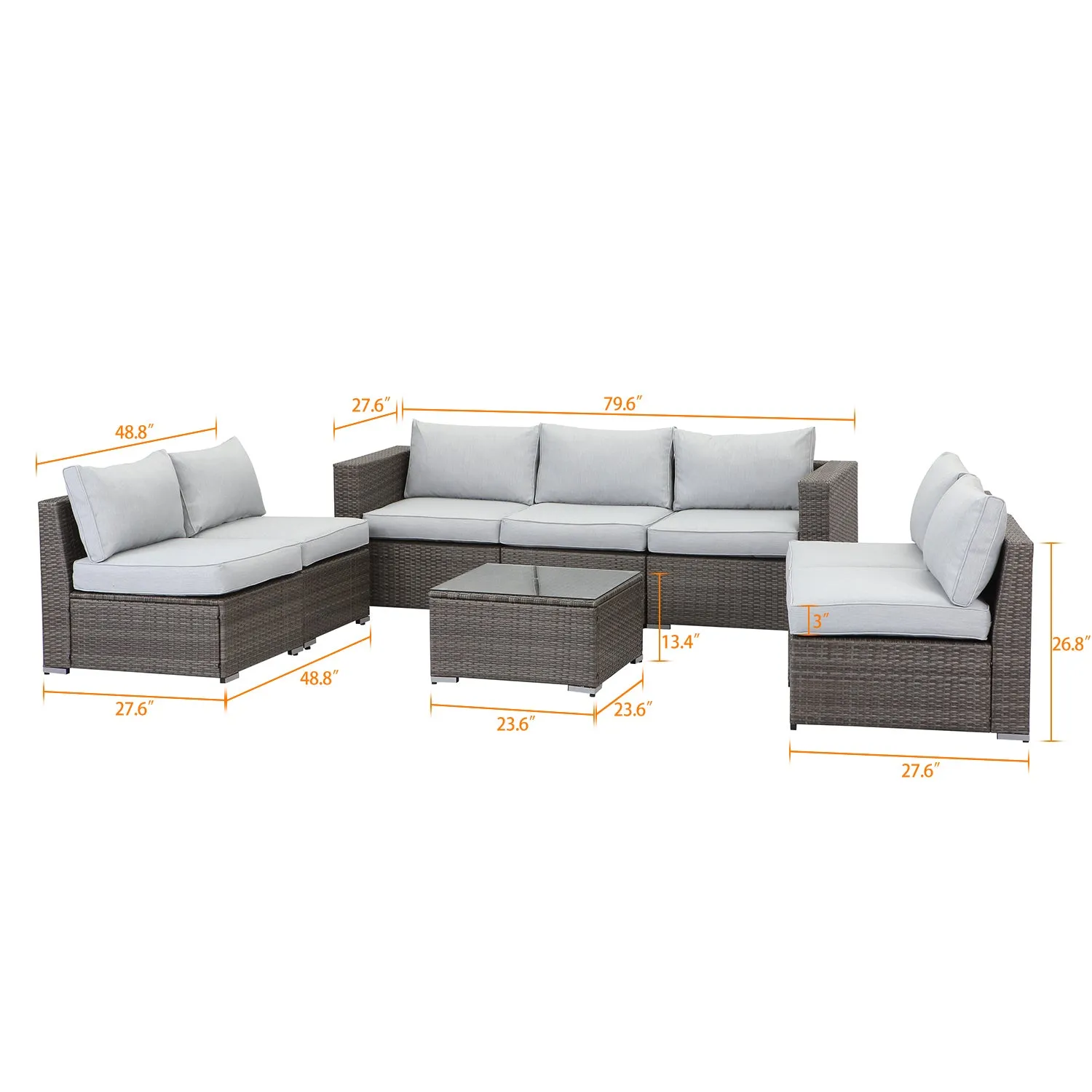 8 Piece Wicker Patio Furniture Sets with Cushion