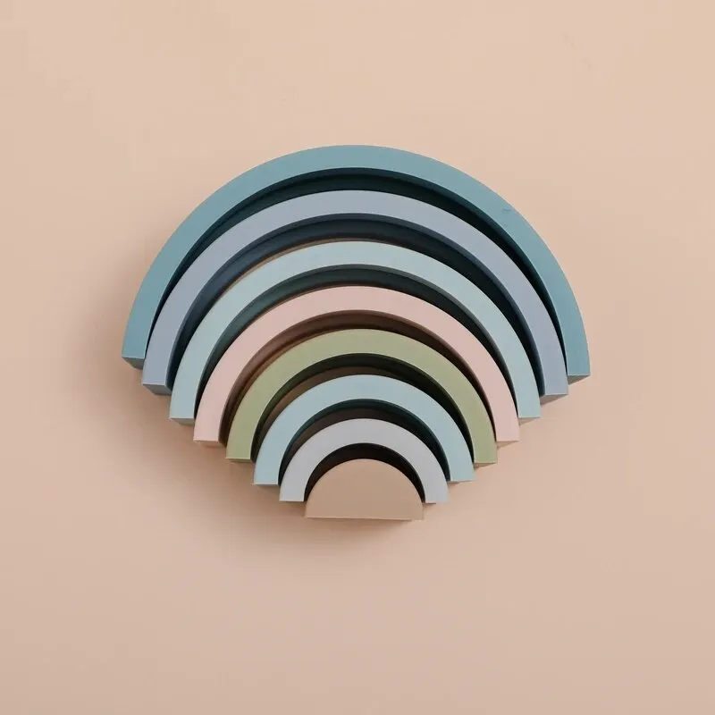 8Pcs Educational Rainbow Silicone Stacker