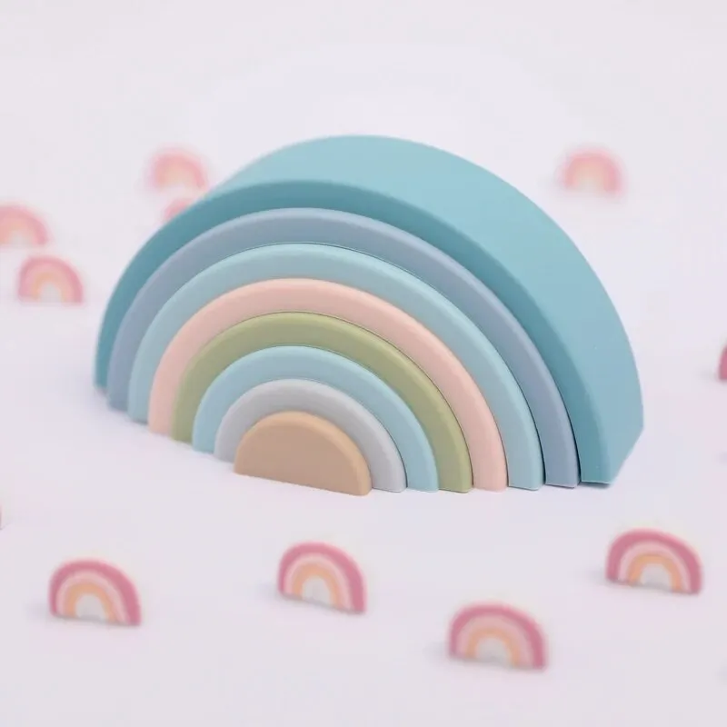 8Pcs Educational Rainbow Silicone Stacker