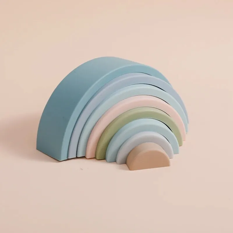 8Pcs Educational Rainbow Silicone Stacker