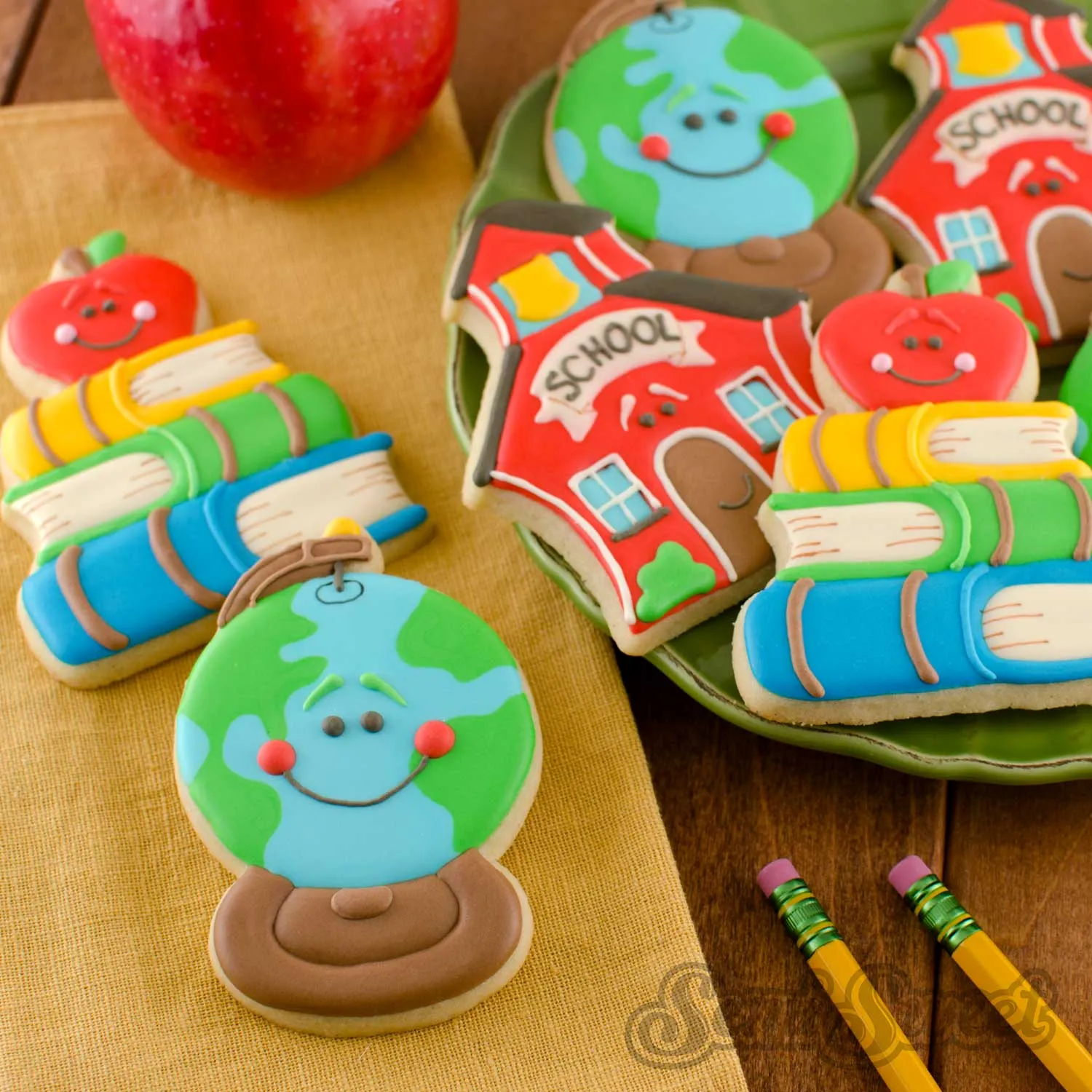Apple with Stack of Books Cookie Cutter