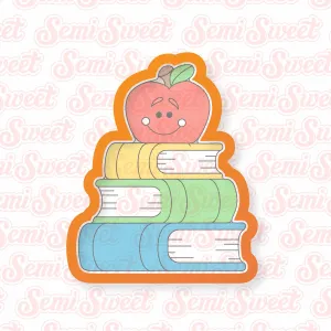 Apple with Stack of Books Cookie Cutter