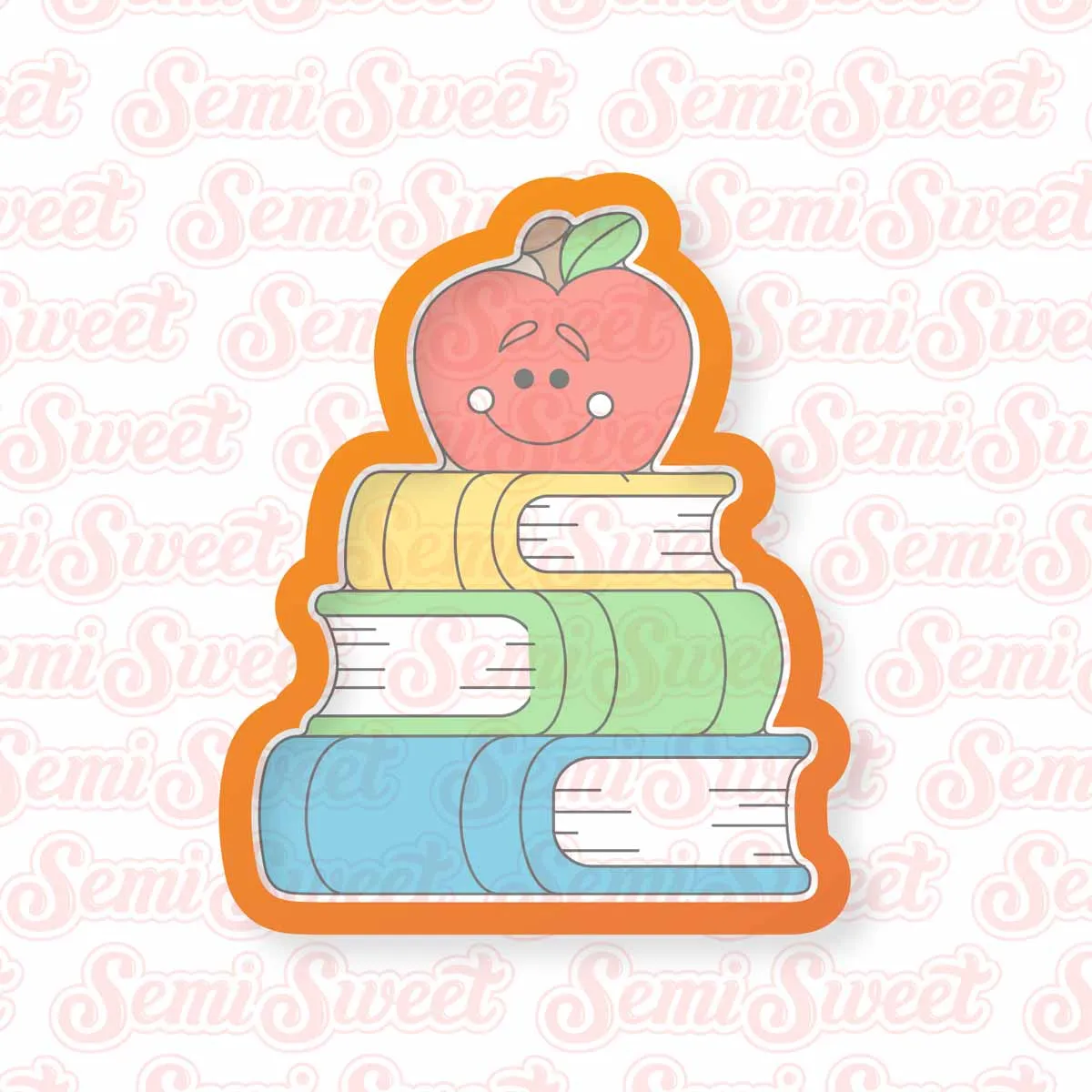 Apple with Stack of Books Cookie Cutter