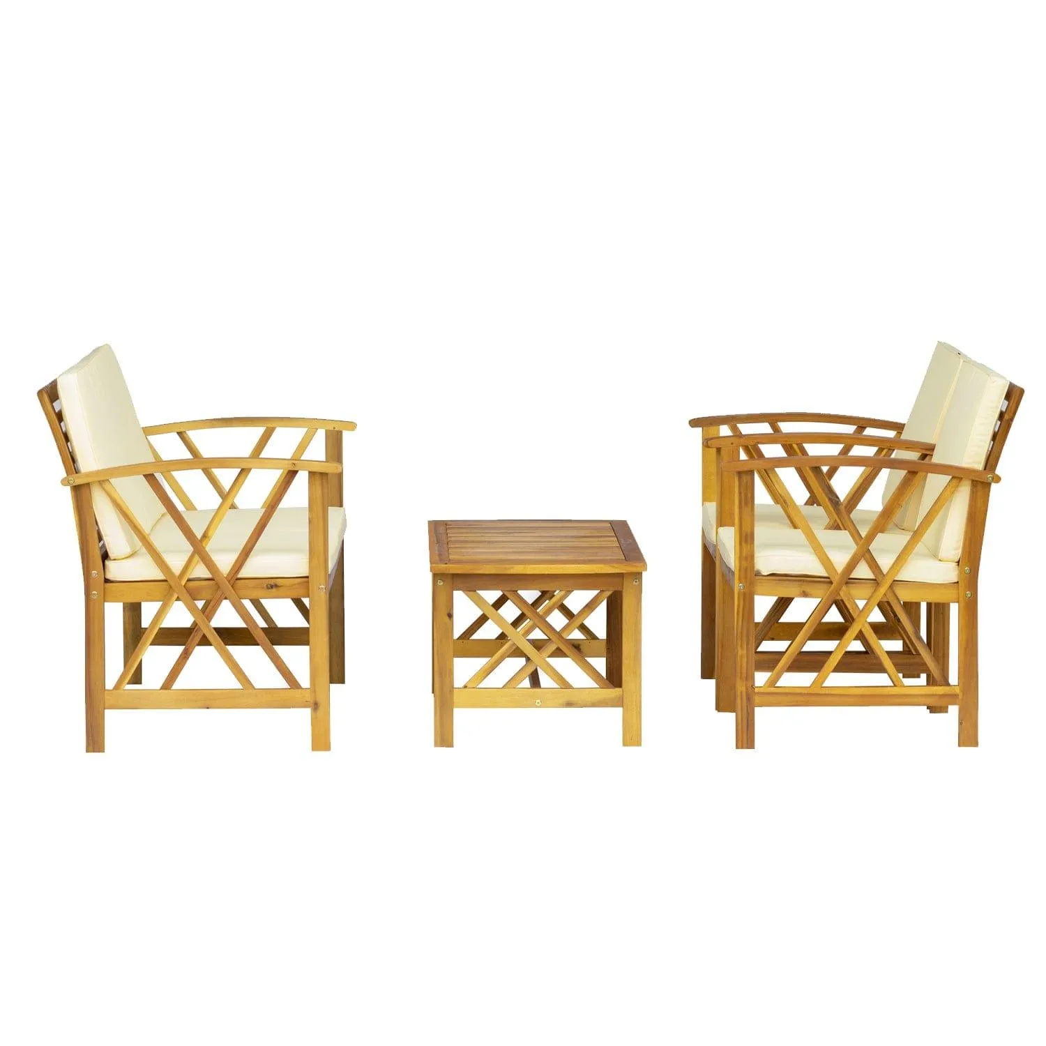 Bahia 4-Piece Outdoor Patio Acacia Sofa Conversation Set