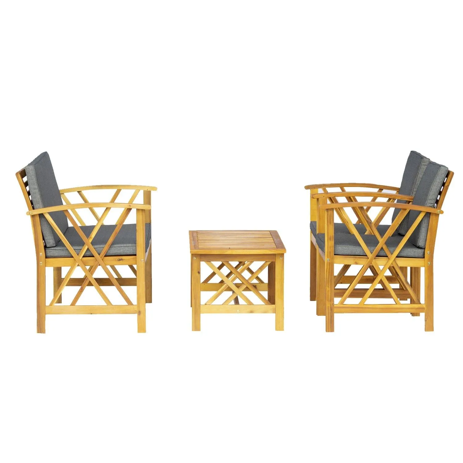 Bahia 4-Piece Outdoor Patio Acacia Sofa Conversation Set