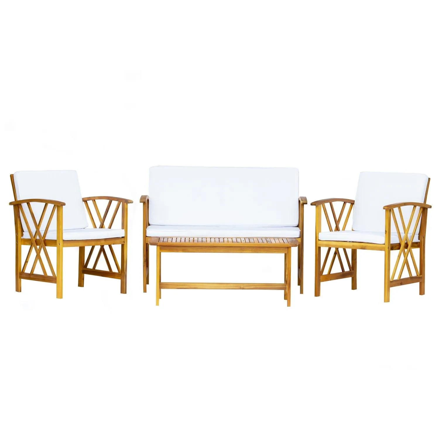 Bahia 4-Piece Outdoor Patio Acacia Sofa Conversation Set