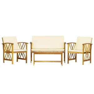 Bahia 4-Piece Outdoor Patio Acacia Sofa Conversation Set