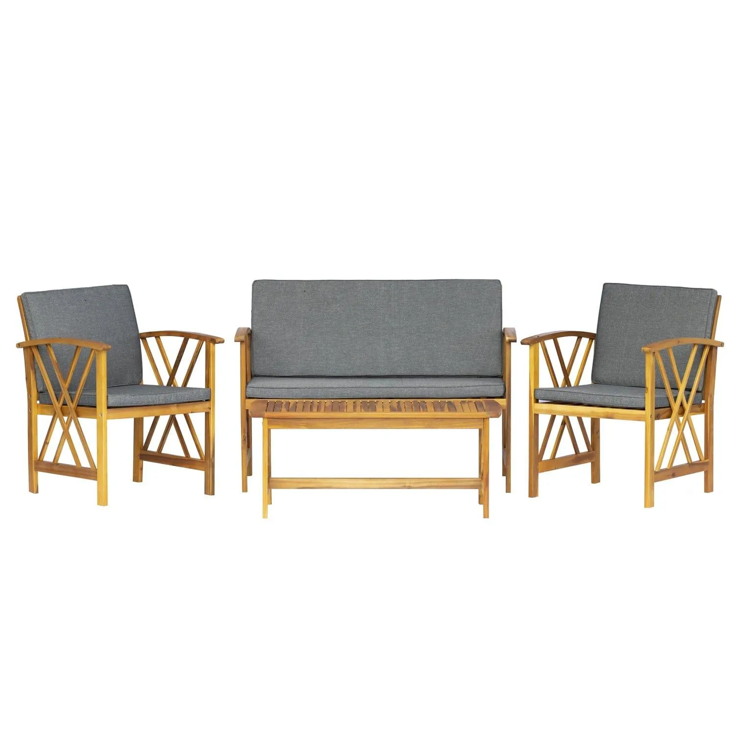 Bahia 4-Piece Outdoor Patio Acacia Sofa Conversation Set