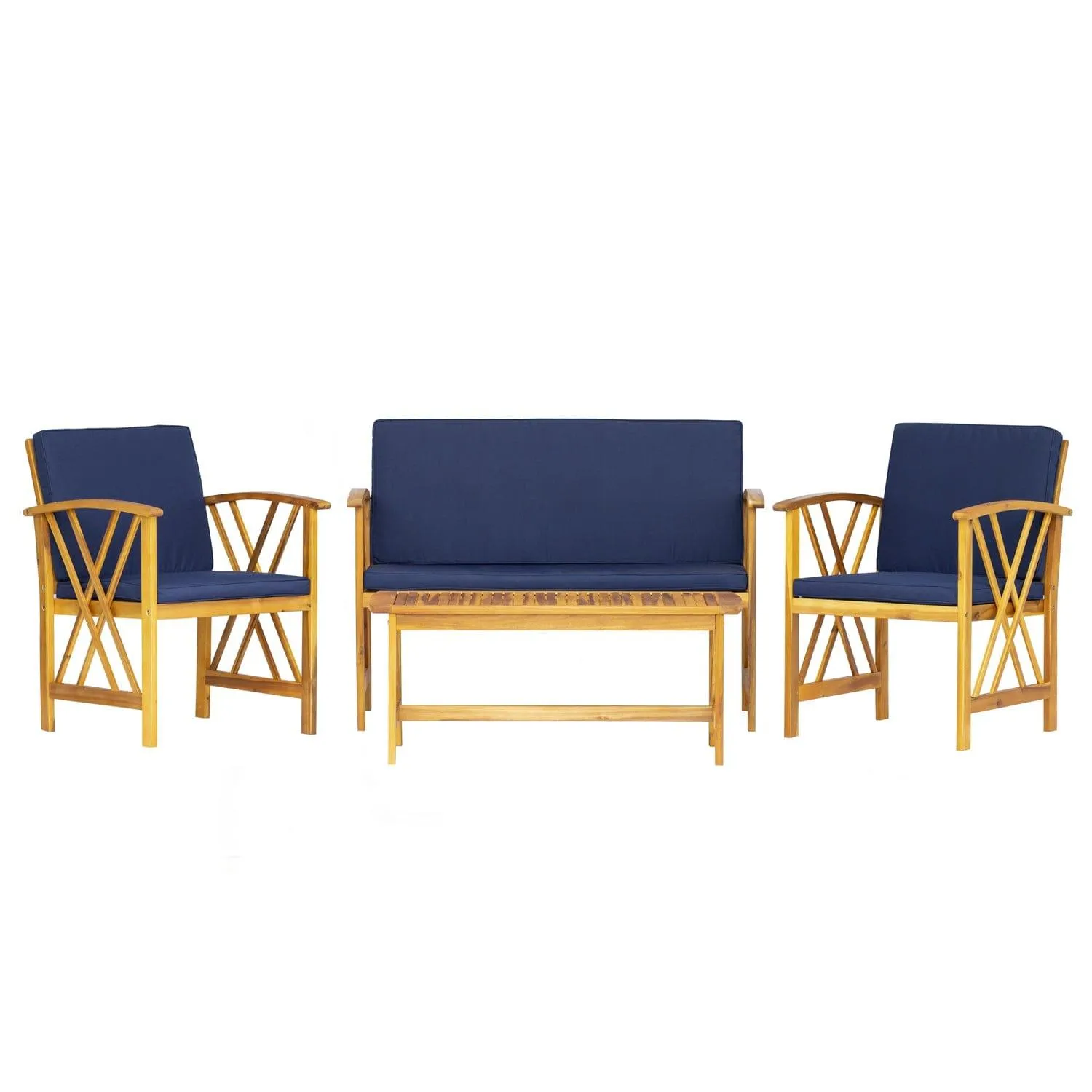 Bahia 4-Piece Outdoor Patio Acacia Sofa Conversation Set