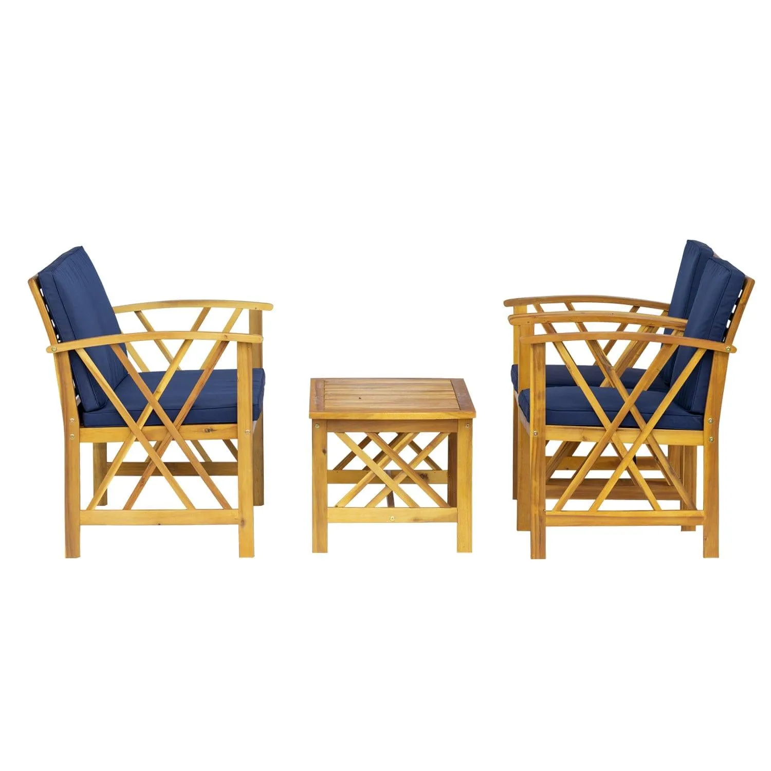 Bahia 4-Piece Outdoor Patio Acacia Sofa Conversation Set