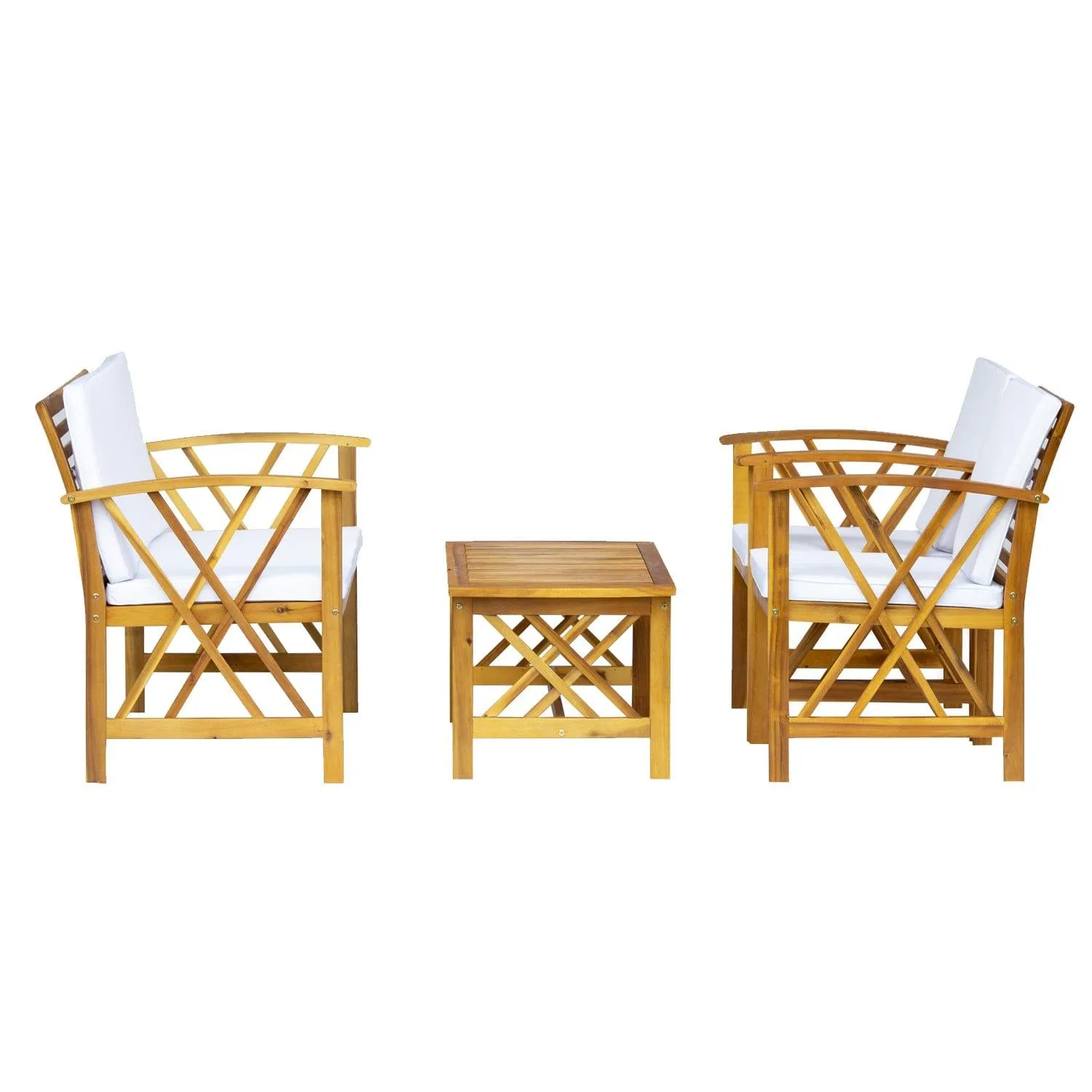 Bahia 4-Piece Outdoor Patio Acacia Sofa Conversation Set