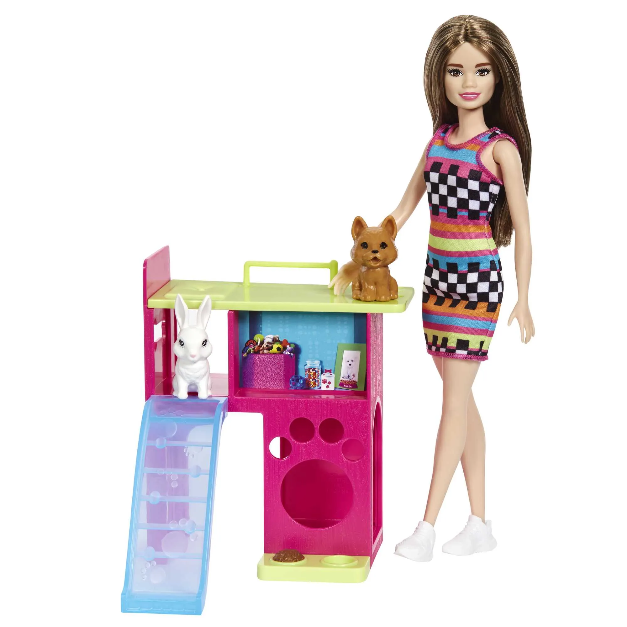 Barbie Doll and Pet Playhouse with 2 Pets Playset for Kids Ages 3 