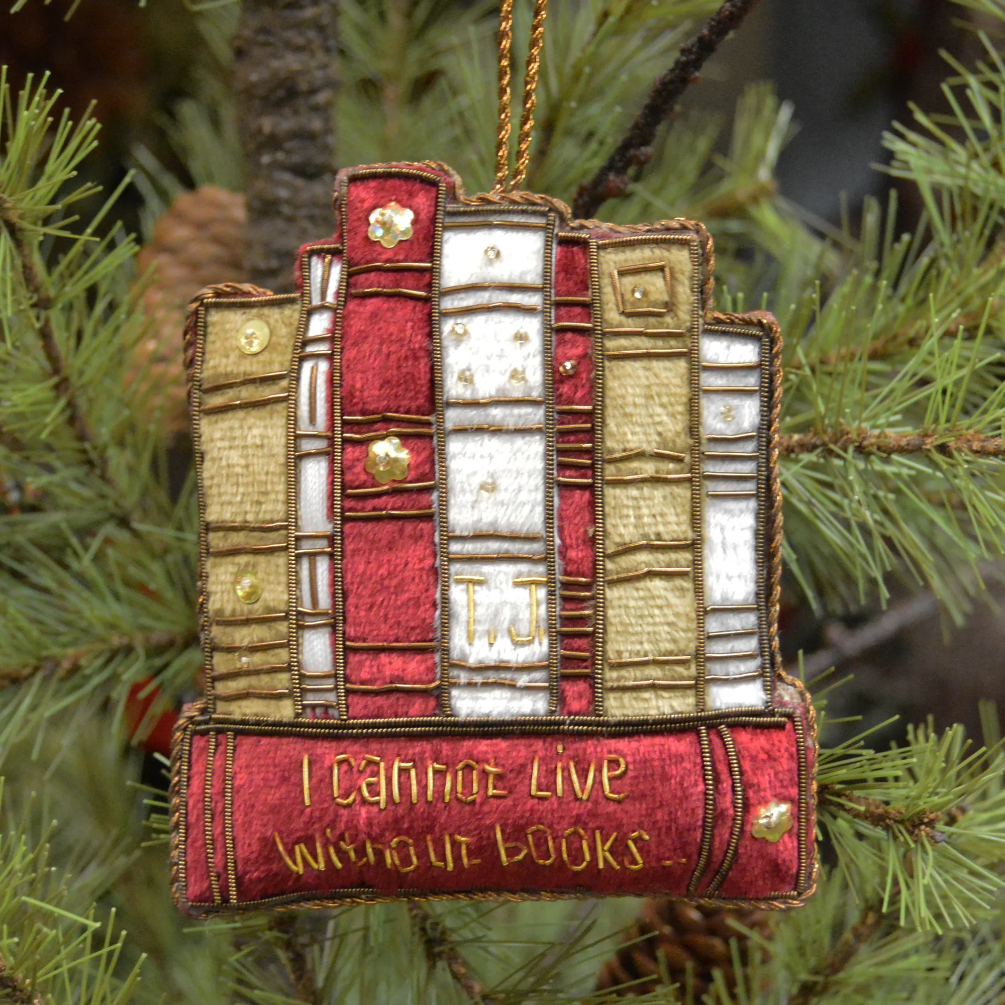 Book Quote Embroidered Ornament