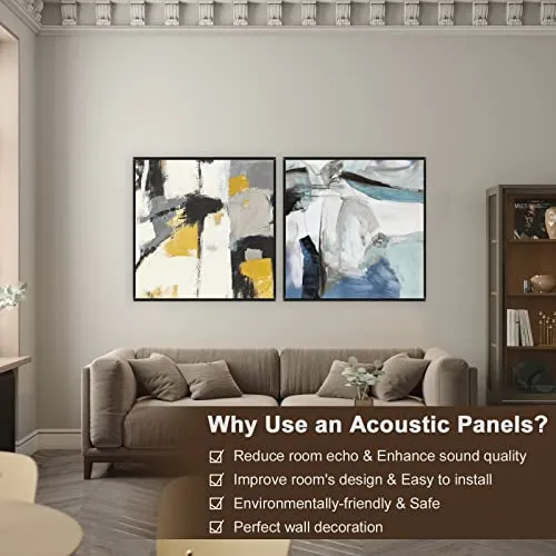 BUBOS 8 Pack Art Acoustic Panels,Self adhesive Sound Proof Foam Panels Soundproof Wall Panels,48X32Inches Acoustic Wall Panels,Decorative Sound Absorbing Panels for Home & Office