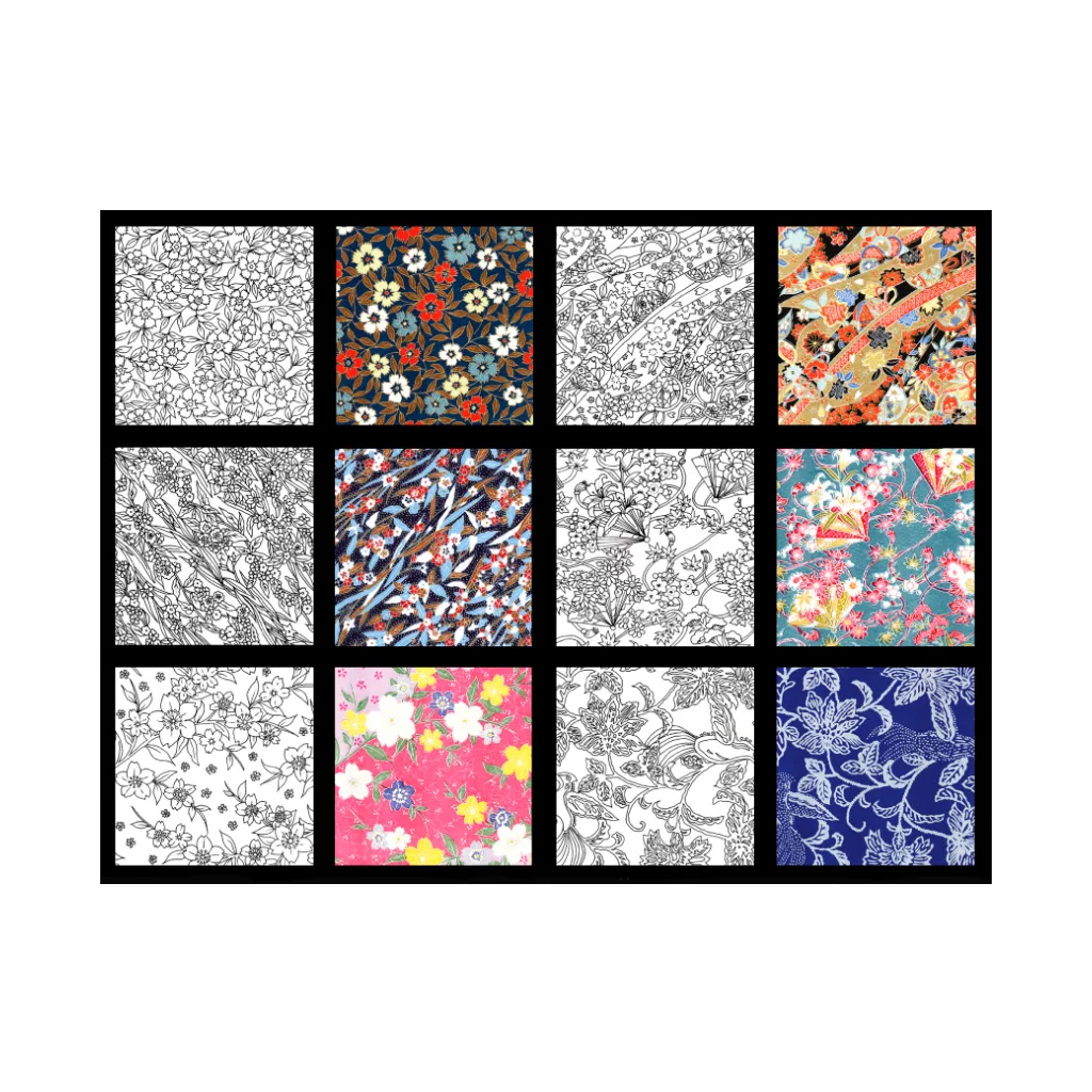 Color² Yuzen Flowers 24 sheets, 4 each, 6 patterns, 5 7/8" (4516)