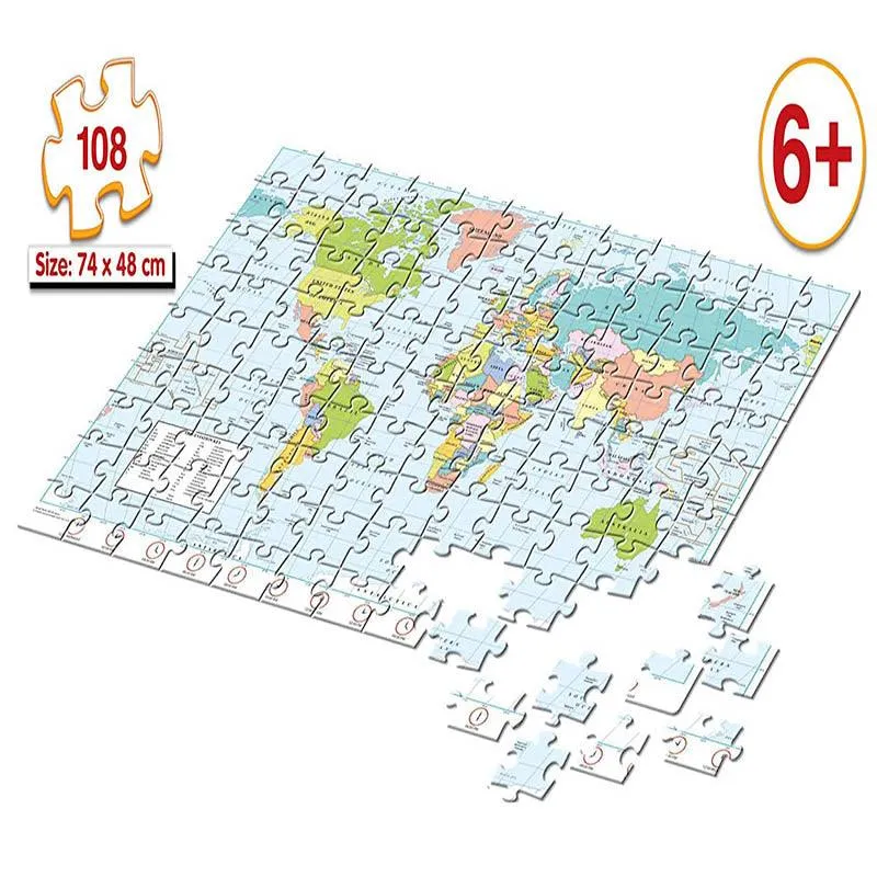 Frank World Map Puzzle (108 Pieces)