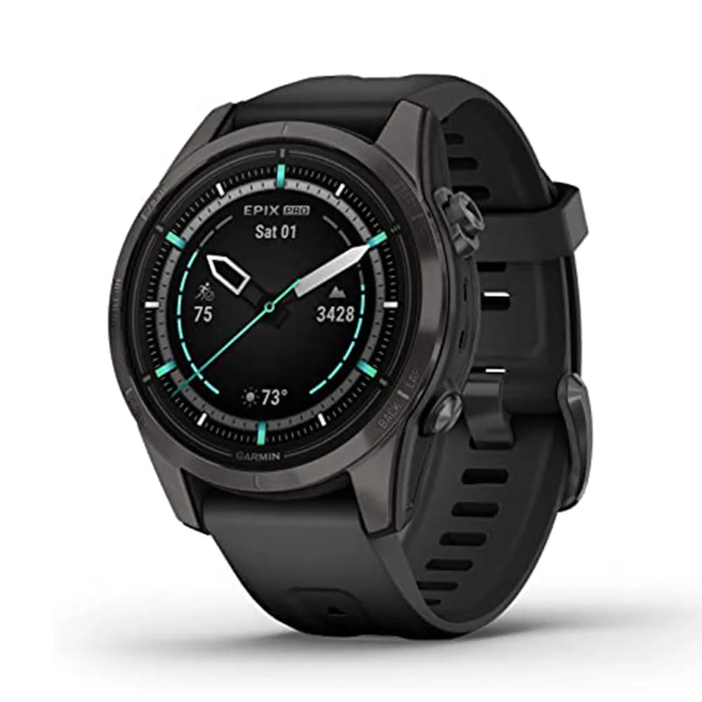 Garmin epix Pro (Gen 2) Sapphire Edition 42mm Black Advanced Training Technology Built-in Flashlight High Performance Smartwatch - 010-02802-14