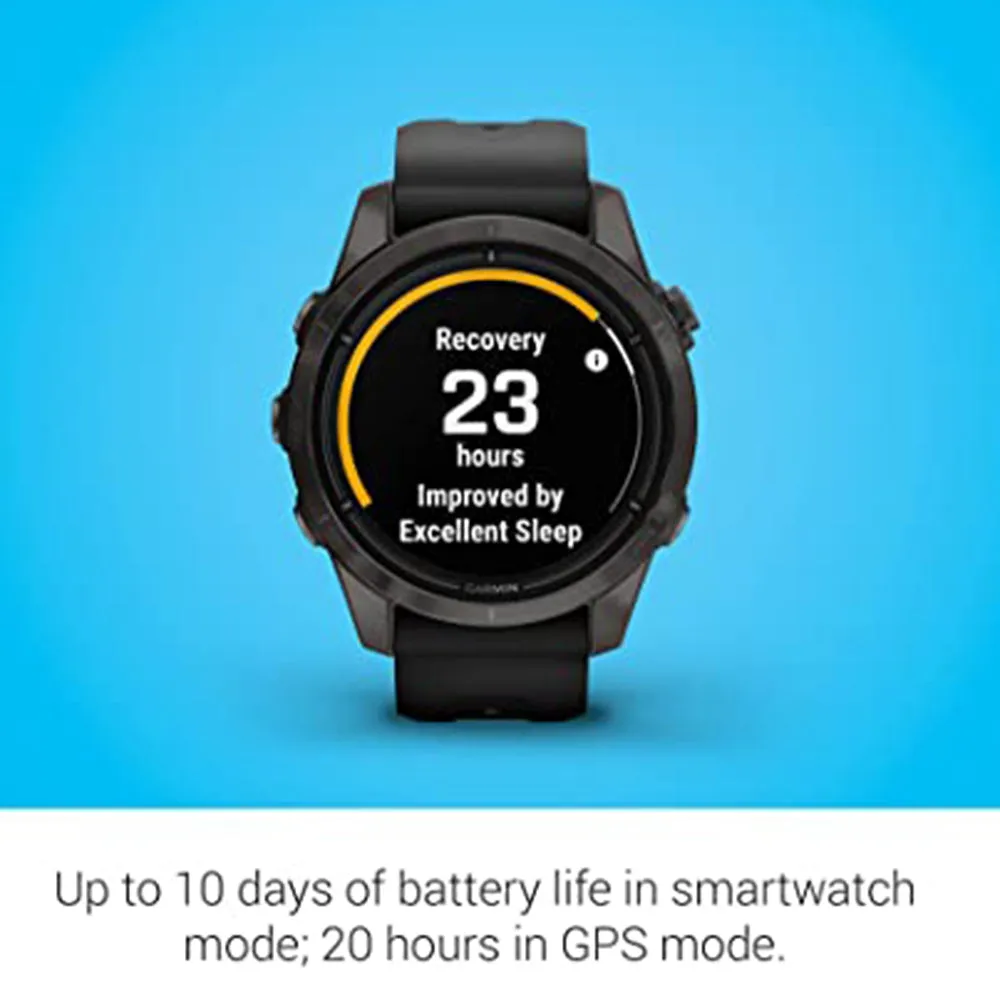 Garmin epix Pro (Gen 2) Sapphire Edition 42mm Black Advanced Training Technology Built-in Flashlight High Performance Smartwatch - 010-02802-14