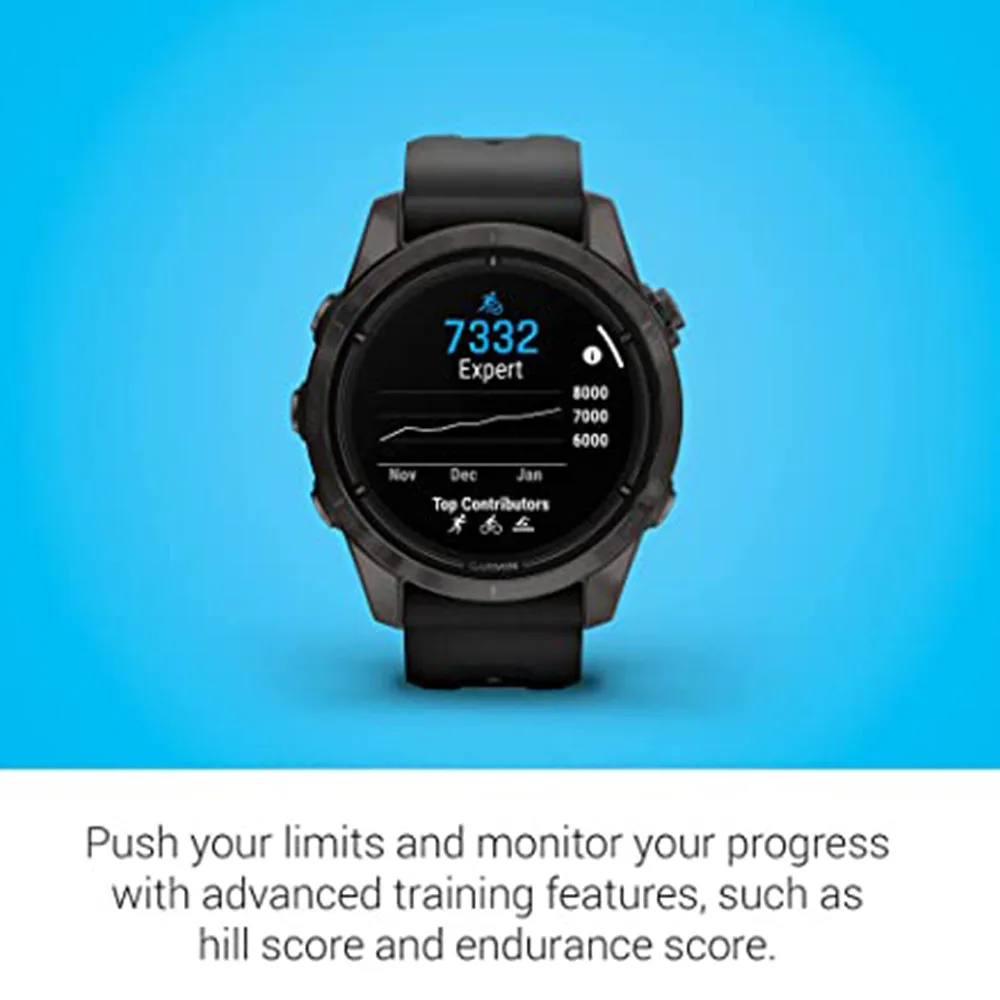 Garmin epix Pro (Gen 2) Sapphire Edition 42mm Black Advanced Training Technology Built-in Flashlight High Performance Smartwatch - 010-02802-14