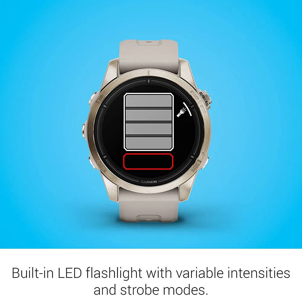 Garmin epix Pro (Gen 2) Sapphire Edition 42mm Light Sand Advanced Training Technology, Built-in Flashlight High Performance Smartwatch - 010-02802-10