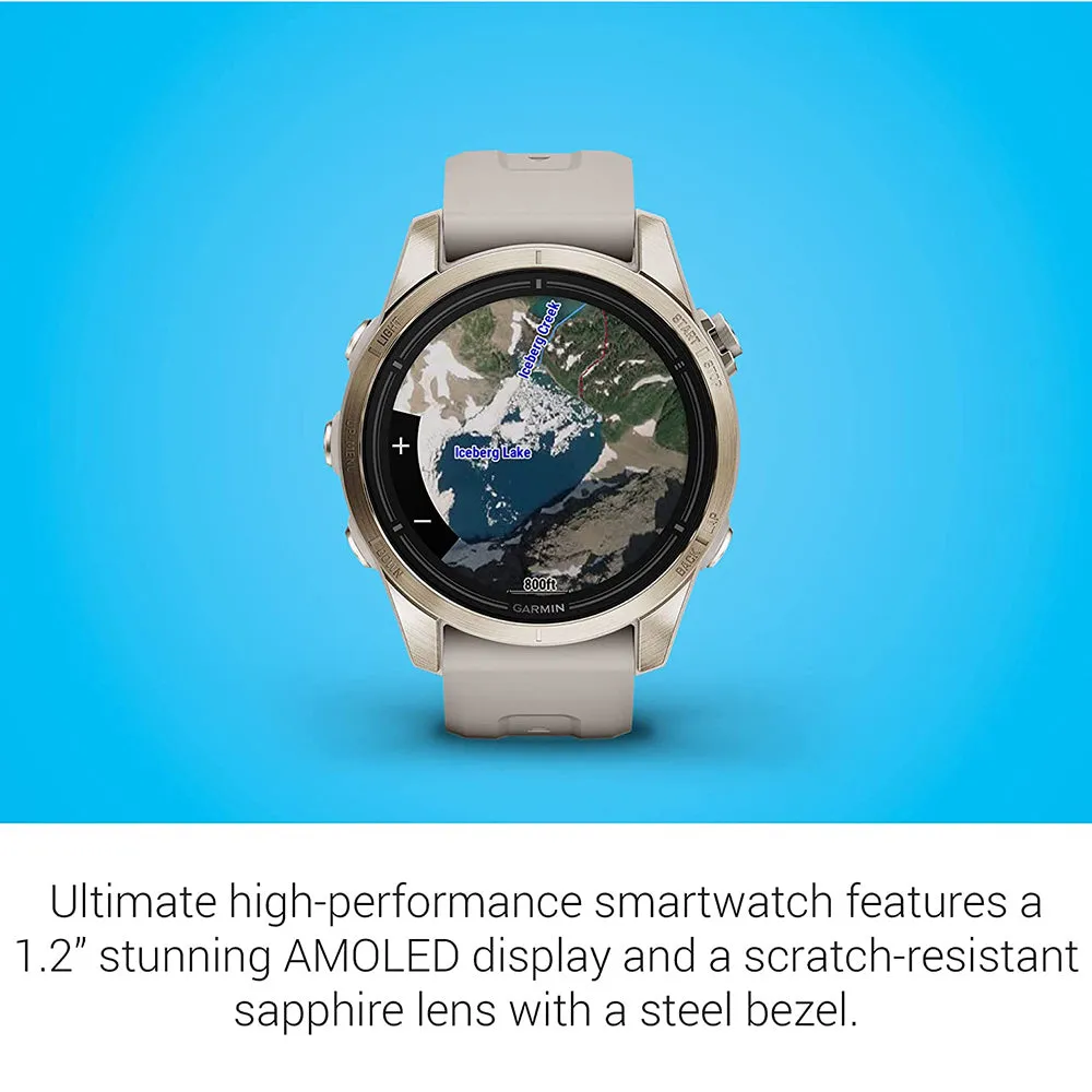 Garmin epix Pro (Gen 2) Sapphire Edition 42mm Light Sand Advanced Training Technology, Built-in Flashlight High Performance Smartwatch - 010-02802-10