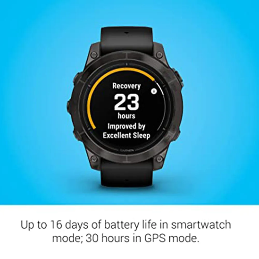 Garmin epix Pro (Gen 2) Sapphire Edition 47mm Black Advanced Training Technology Built-in Flashlight High Performance Smartwatch - 010-02803-10