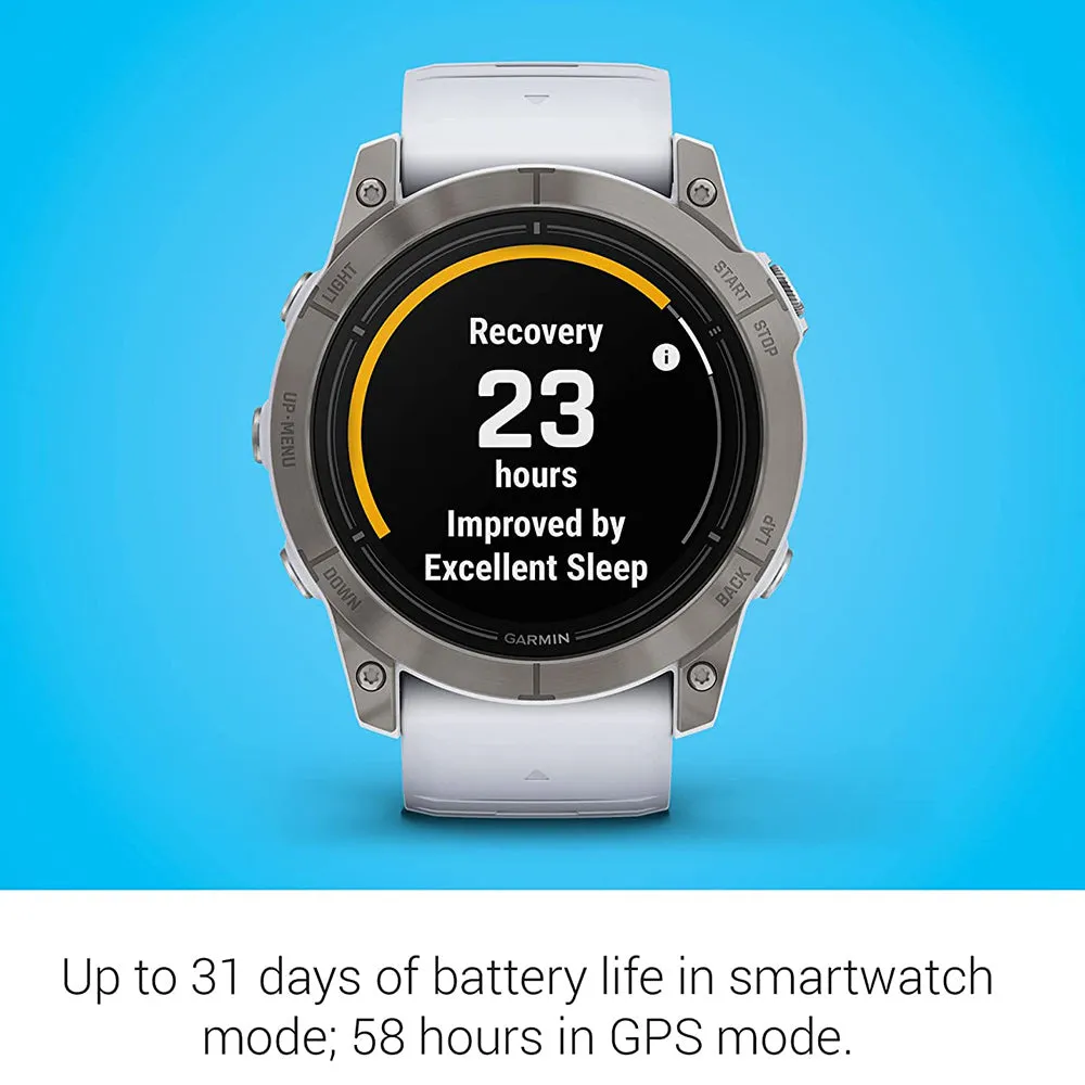 Garmin epix Pro (Gen 2) Sapphire Edition 51mm Whitestone Advanced Training Technology Built-in Flashlight High Performance Smartwatch - 010-02804-10