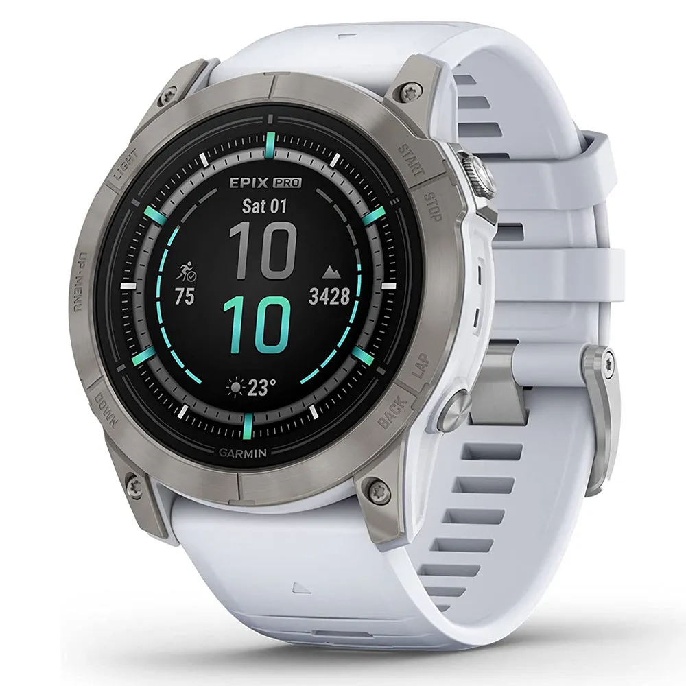 Garmin epix Pro (Gen 2) Sapphire Edition 51mm Whitestone Advanced Training Technology Built-in Flashlight High Performance Smartwatch - 010-02804-10