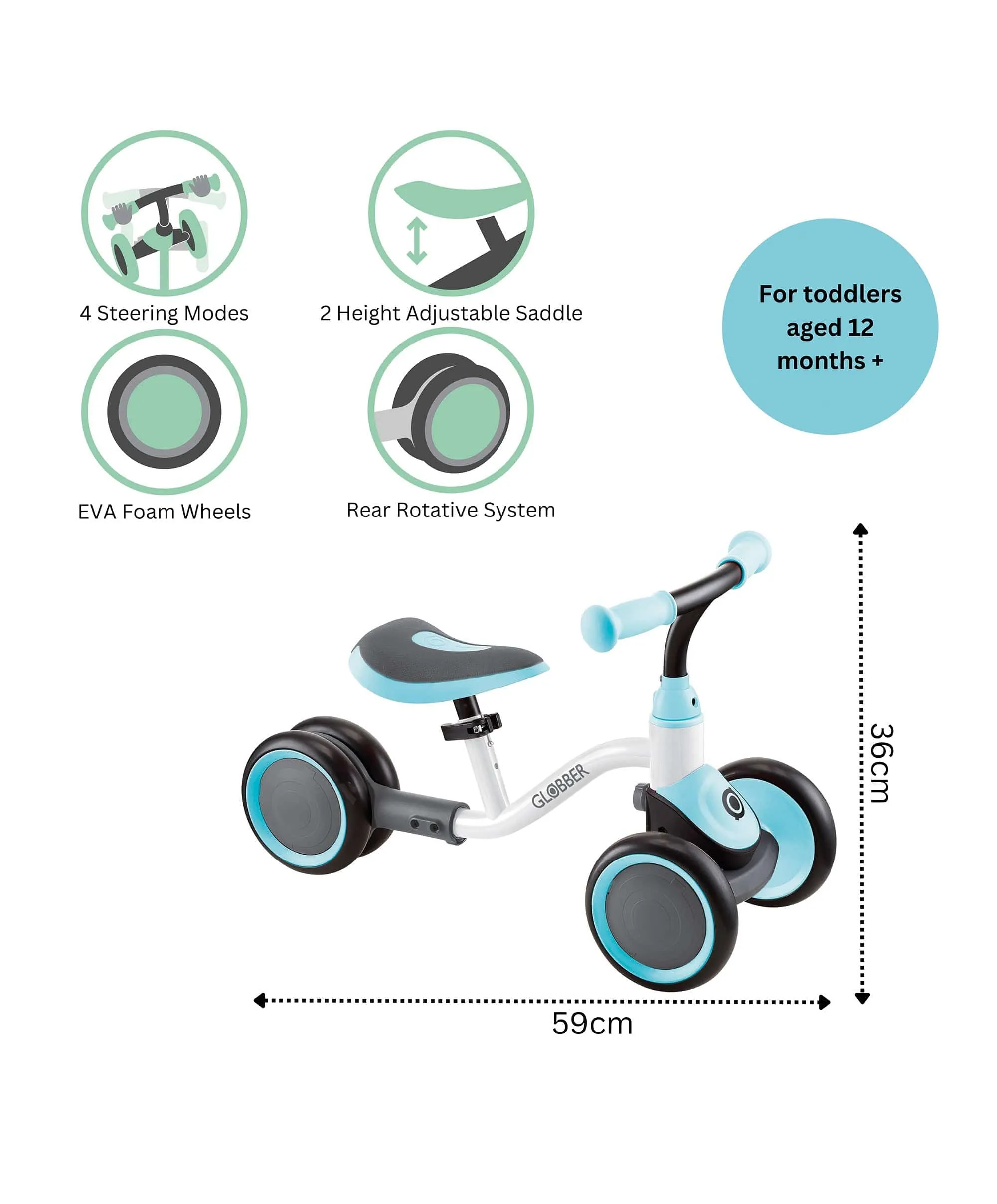 Globber Learning Bike - Pastel Blue