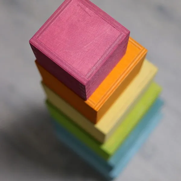 Grimm’s Stacking Boxes Large Pastel Toddler Toys 2yrs 
