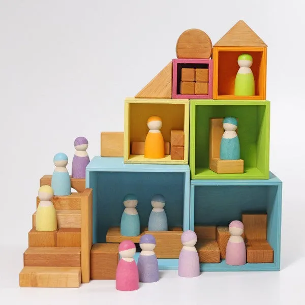 Grimm’s Stacking Boxes Large Pastel Toddler Toys 2yrs 