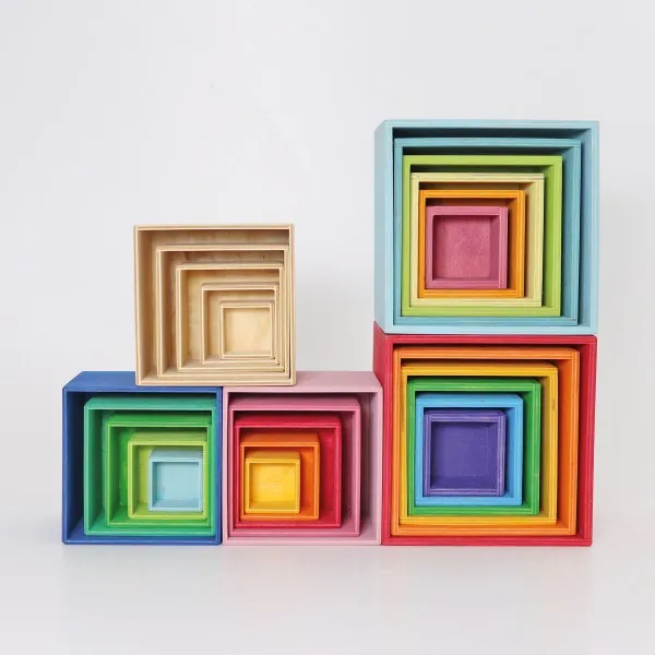 Grimm’s Stacking Boxes Large Pastel Toddler Toys 2yrs 