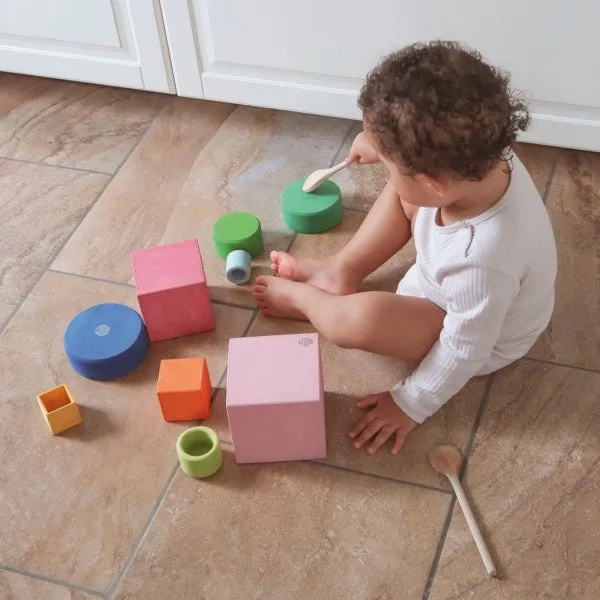Grimm’s Stacking Boxes Large Pastel Toddler Toys 2yrs 