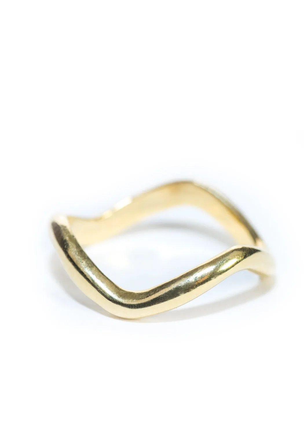 High Polished 18K Yellow Gold Custom Wave Band
