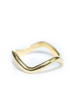 High Polished 18K Yellow Gold Custom Wave Band