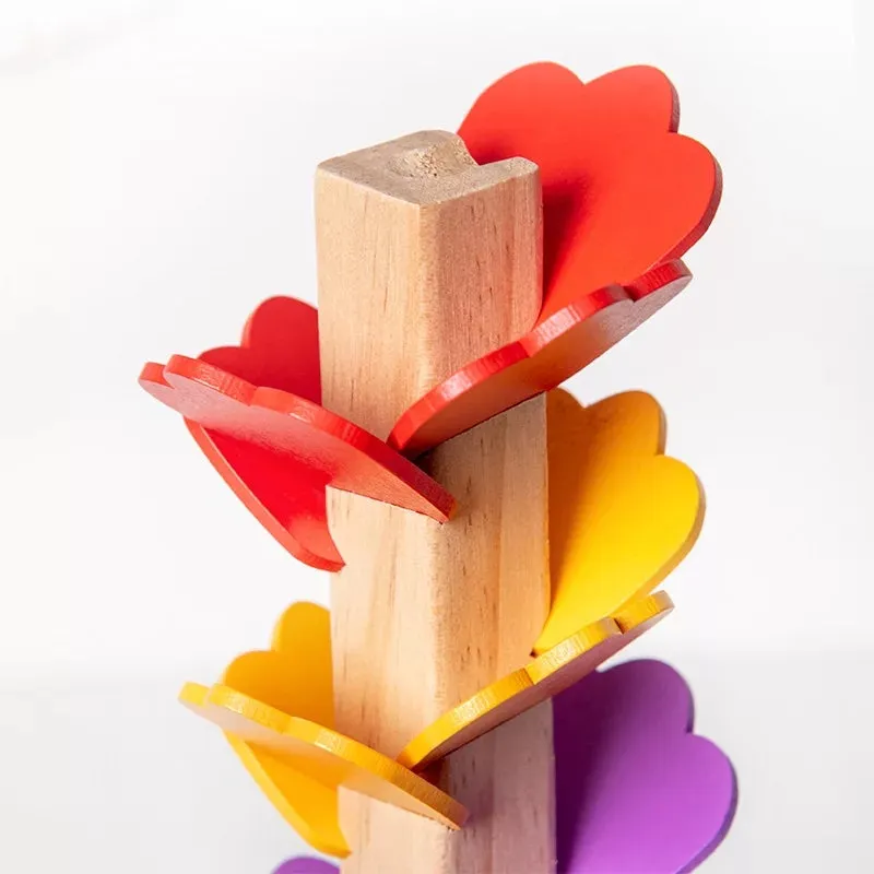 Kids wood tree marble run track