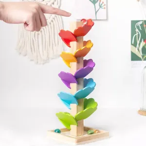 Kids wood tree marble run track