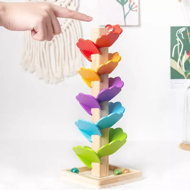 Kids wood tree marble run track
