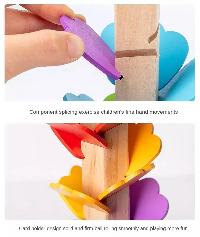Kids wood tree marble run track