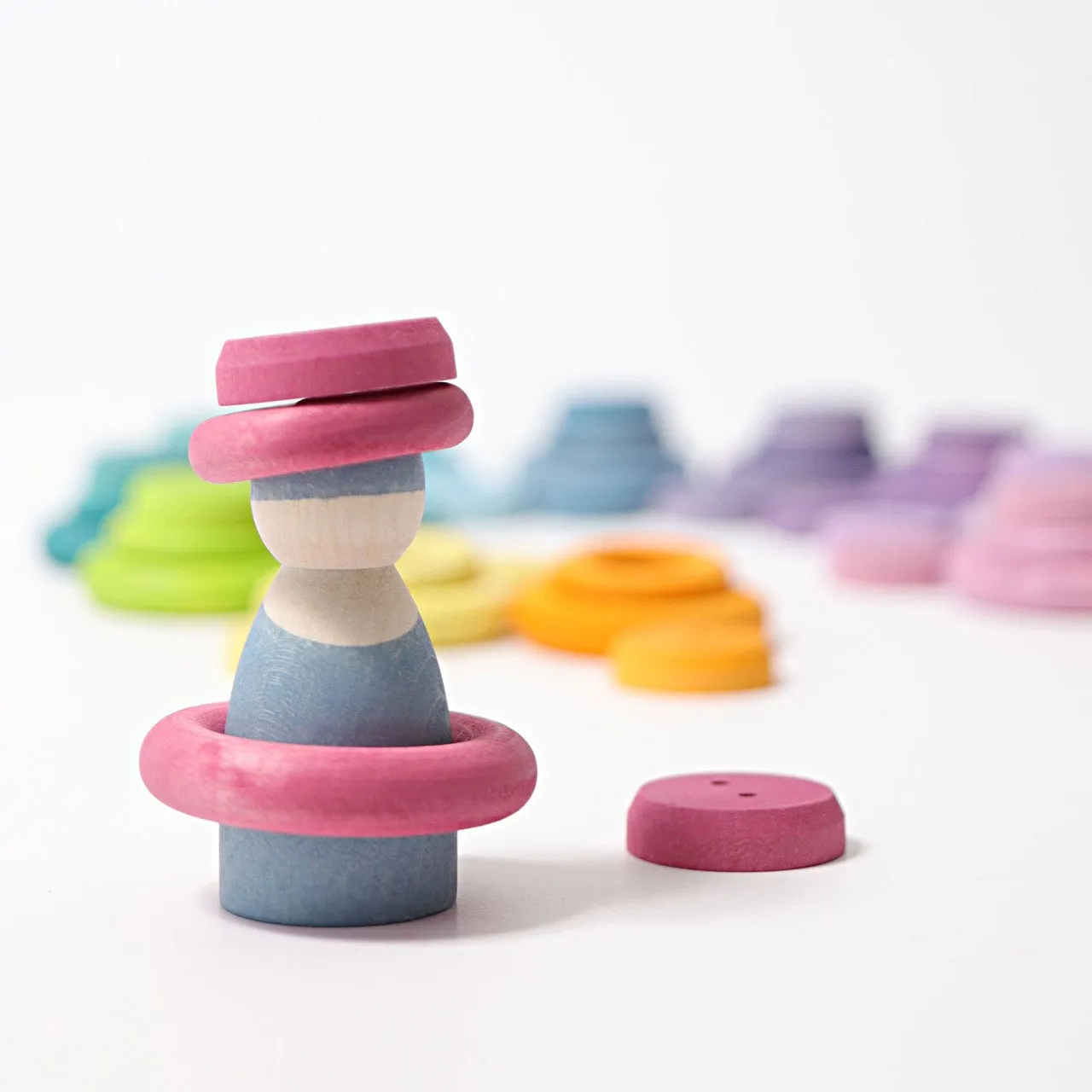 Pastel Wooden Building Rings | Sorting & Stacking Toys for Kids