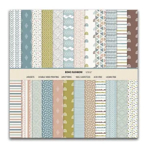 Poppy Crafts 12"x12" Paper Pack #84 - Boho Rainbow