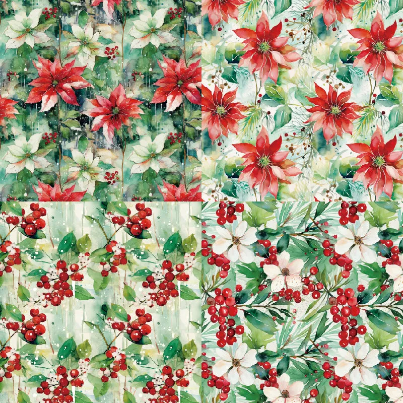 Poppy Crafts 6"x6" Christmas Collection Paper Pack #306 - Holly Christmas