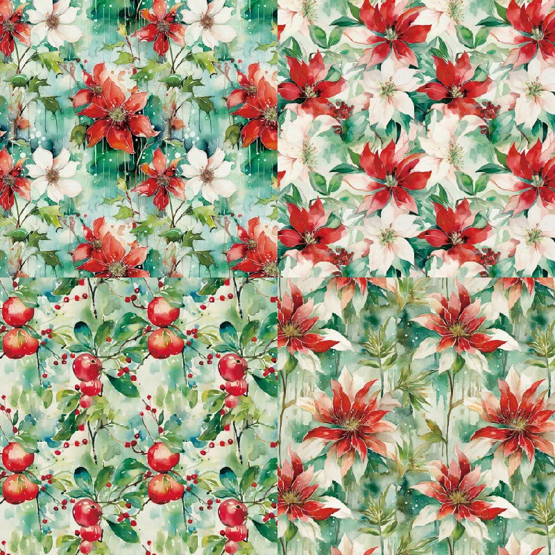 Poppy Crafts 6"x6" Christmas Collection Paper Pack #306 - Holly Christmas