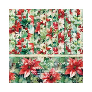Poppy Crafts 6"x6" Christmas Collection Paper Pack #306 - Holly Christmas